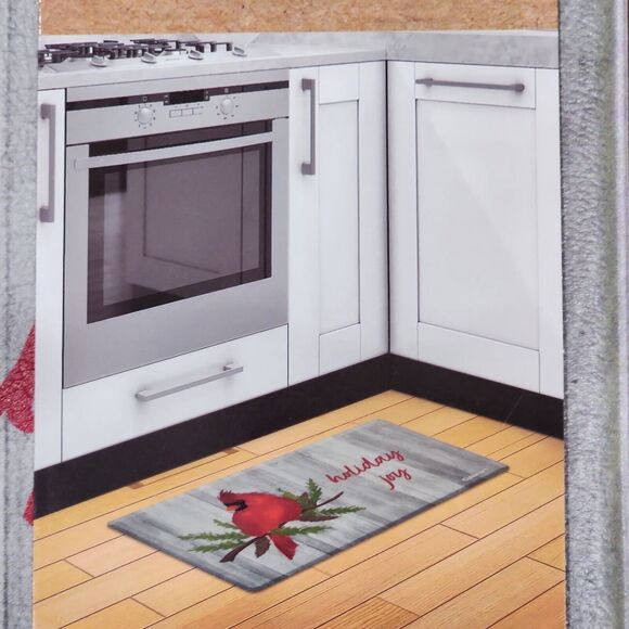 Anti Fatigue Kitchen Mat‎ Cardinal Holiday Joy Printed 18x30in - Picture 2 of 11